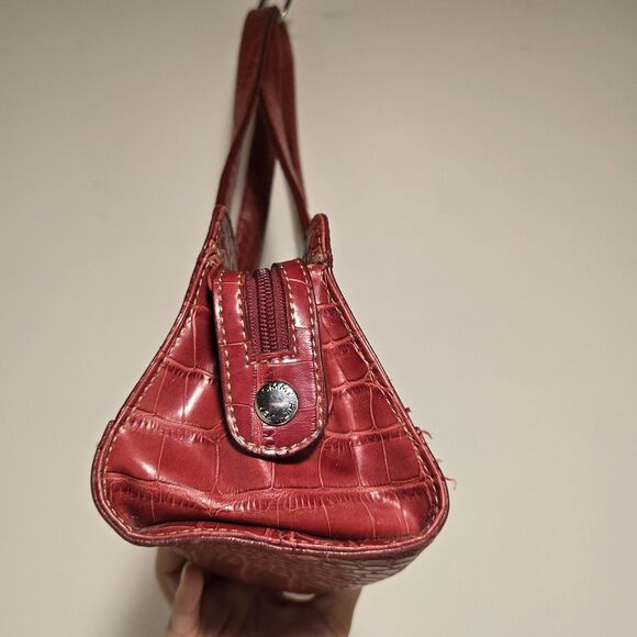 Y2K Tommy Hilfiger Faux Crocodile Skin Embossed Mini Hand Bag Red Shoulder Purse - Picture 6 of 13